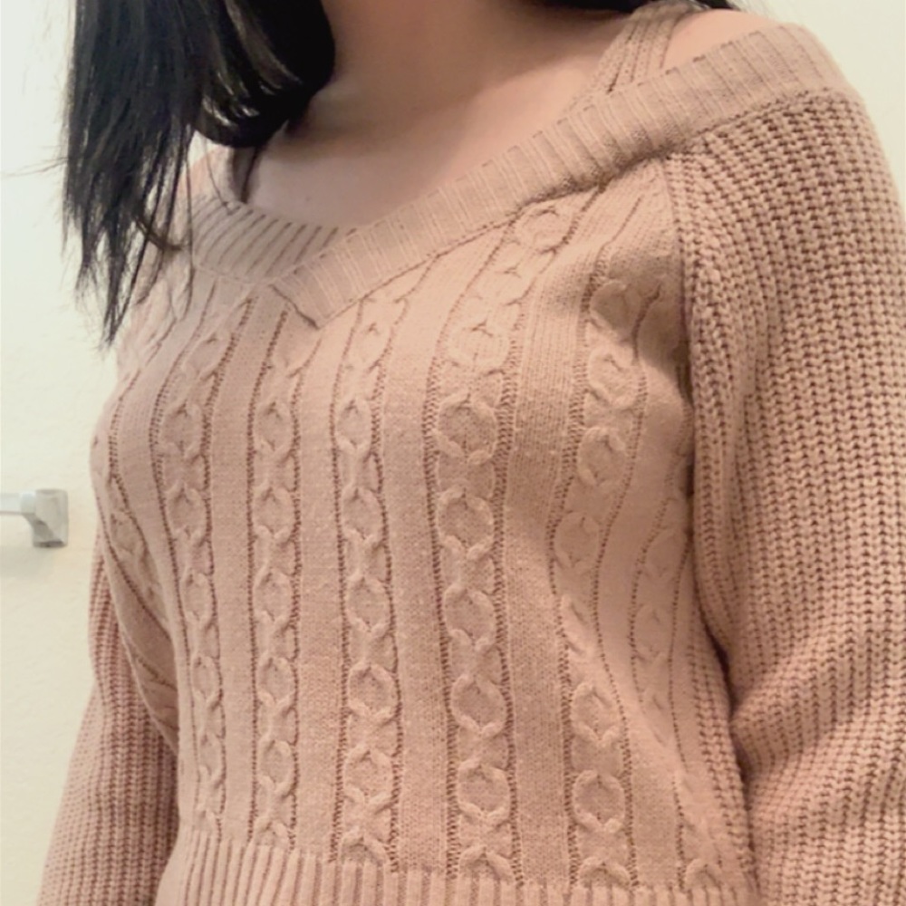 Nude semi off the shoulder sweater